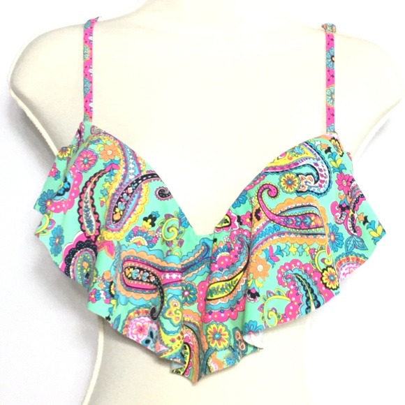 Arizona Jean Company 
Floral Boho Bikini Swim Top S Push Up Flounce Swimsuit Top - Picture 4 of 12